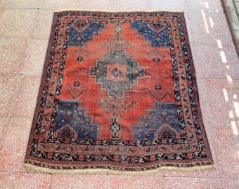 Vintage Persian Square Rug, 4.6x5.2