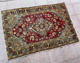 4x6 Handmade Vintage Turkish Wool Area Rug