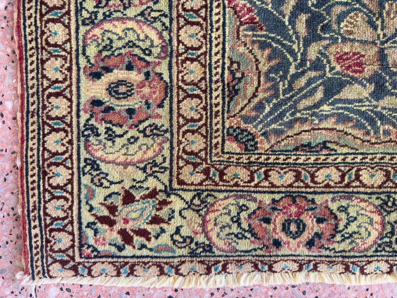 3x4 Handmade Small Floral Persian Rug, Oriental Small Green Rug, Vintage Small Area Rug, Wool Rug 3x4 image 5