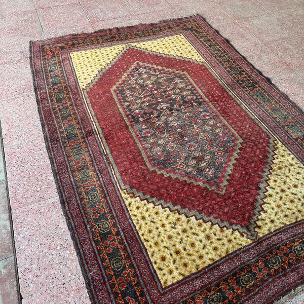 4x8 Vintage Vegetable Dye Senneh Rug, Carpet