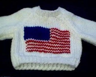 Handmade American Flag Sweater for 18 inch American Girl Doll