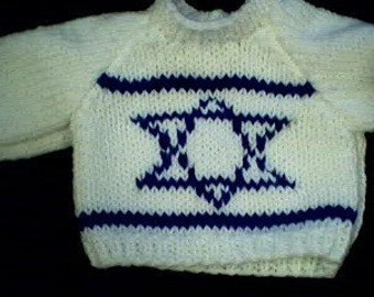Handmade Jewish Hanukkah Israeli Flag Sweater for 18 inch American Girl Doll