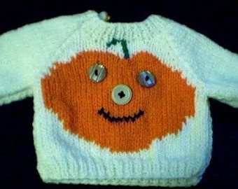 Handmade Halloween Jack O Lantern Sweater for 18 inch American Girl Doll
