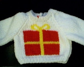 Handmade Christmas Present Sweater for 17-18 inch Build A Bear