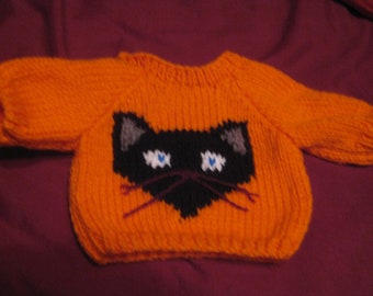 Handmade Halloween Black Cat Sweater for 18 inch American Girl Doll