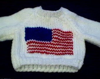 Handmade American Flag Sweater for 16 inch Cabbage Patch Kid Doll