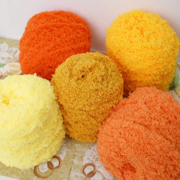 Série orange 5 couleurs - 100 g de laine pour ours en peluche, Phildar DOUCE, laine douce pour bébé, laine poilue, laine pelucheuse, laine pour jouet, laine pour enfants