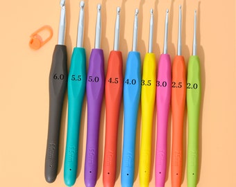 Soft Glue Crochet Hooks, Ergonomic Handles, 9 Pieces Multiple Size Crochet Hooks, Crochet Hooks, Crochet Yarn and Best Gifts