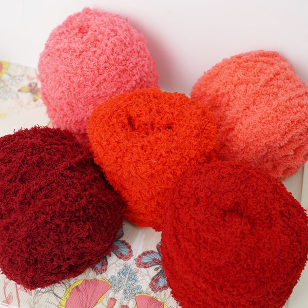 Série rouge 5 couleurs-fil pour ours en peluche 100 g, Phildar DOUCE, fil doux pour bébé, fil poilu, fil pelucheux, fil jouet, fil pour enfants