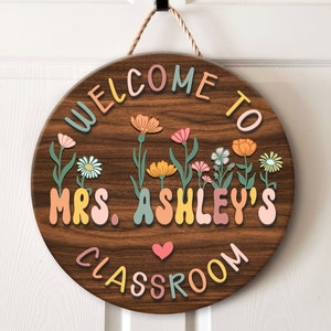 Teacher Door Sign, Teacher Gifts, Custom Teacher Name Sign, Classroom Welcome Sign, Teacher Classroom Sign, Back to School Gift, Door Hanger