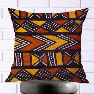 African Tribal Culture Pillow Cover 18x18, Black Art Pillow Cover, African Pillow Cushion, , Afrocentric Home Decor