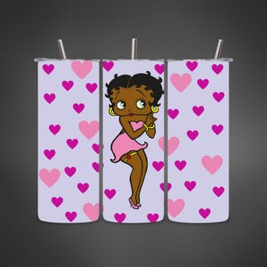 Black Betty Boop Tumbler with Straw, Black Betty Boop Drink Cup, Original African American Betty Boop, Betty Boop gift, African America Gift