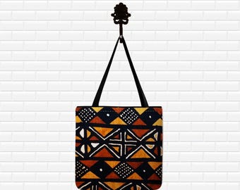 African MudCloth inspired Tote Bag Purse, African American Gifts, Afrocentric Tote Bag, African Tribal Print Tote Bag Purse, Black woman bag