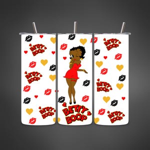 Black Betty Boop Tumbler with Straw, Black Betty Boop Drink Cup, Original African American Betty Boop, Betty Boop gift, African America Gift