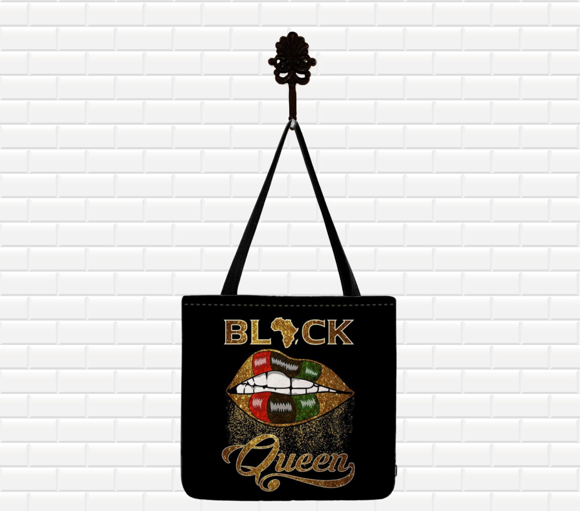 African American Queen Tote Bag For Women - Large Fashion Shoulder Bag, Durable Polyester, Black Girl Magic Design - View #4