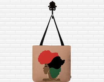 AfroAccent  Black history Tote Bag, Black Girl Afro Tote, Africa Bag,  Tote Bag Purse, Gift for her, Gift for Mom, Gift for Girlfriend