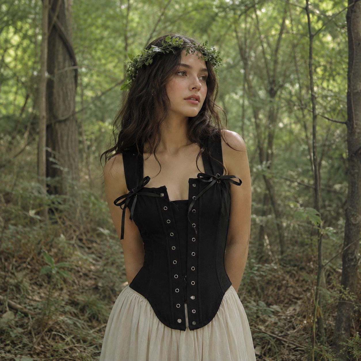 Ren Faire Medieval Corset Top, Viking Overbust Corset, Renaissance Women Costume, Elven Fantasy Bustier Historical LARP Cosplay Outfit