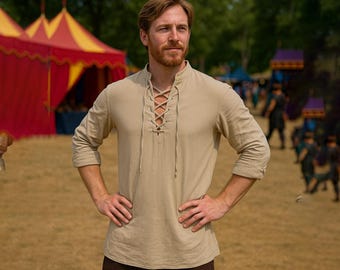 Túnica medieval renascentista masculina: fantasia de pirata viking