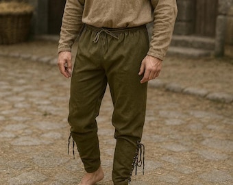 Mens Viking Renaissance Pants: Medieval Larp Pirate Costume