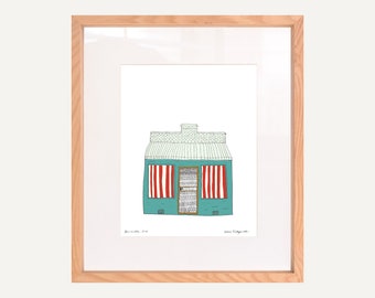 Yarraville House - Stampa artistica. Illustrazione originale di una graziosa casa nella zona ovest di Melbourne. (A4/A3)