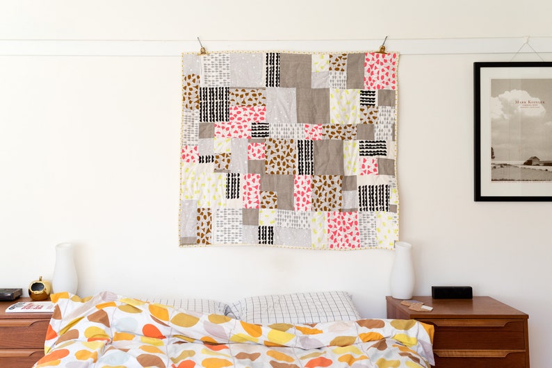 Handmade using Organic Screen Printed Spin Spin Fabric Quilt #5