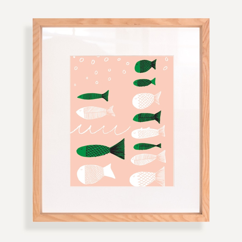 Fish Art Print. Original illustration. Made in Melbourne A4/A3 image 1