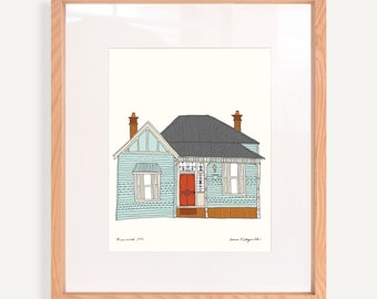 Brunswick House - Giclee Art Print based on an original illustration of Melbourne House (A4/A3)