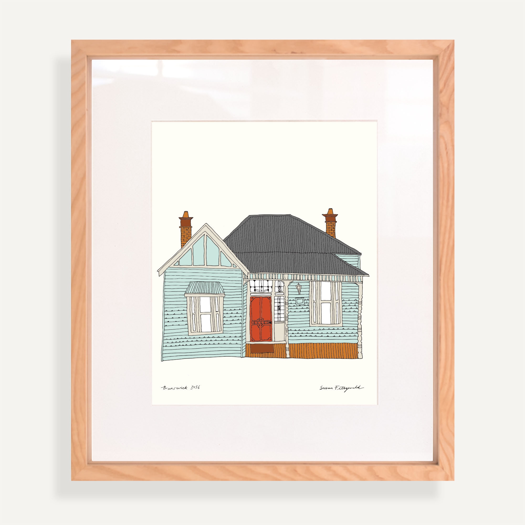 Brunswick House - Giclee Art Print based on an original illustration of Melbourne House (A4/A3)