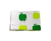 Green 'Apples' Tea Towel Screen Printed on White Linen