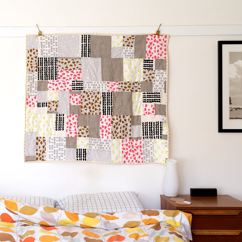 Handmade using Organic Screen Printed Spin Spin Fabric Quilt #5