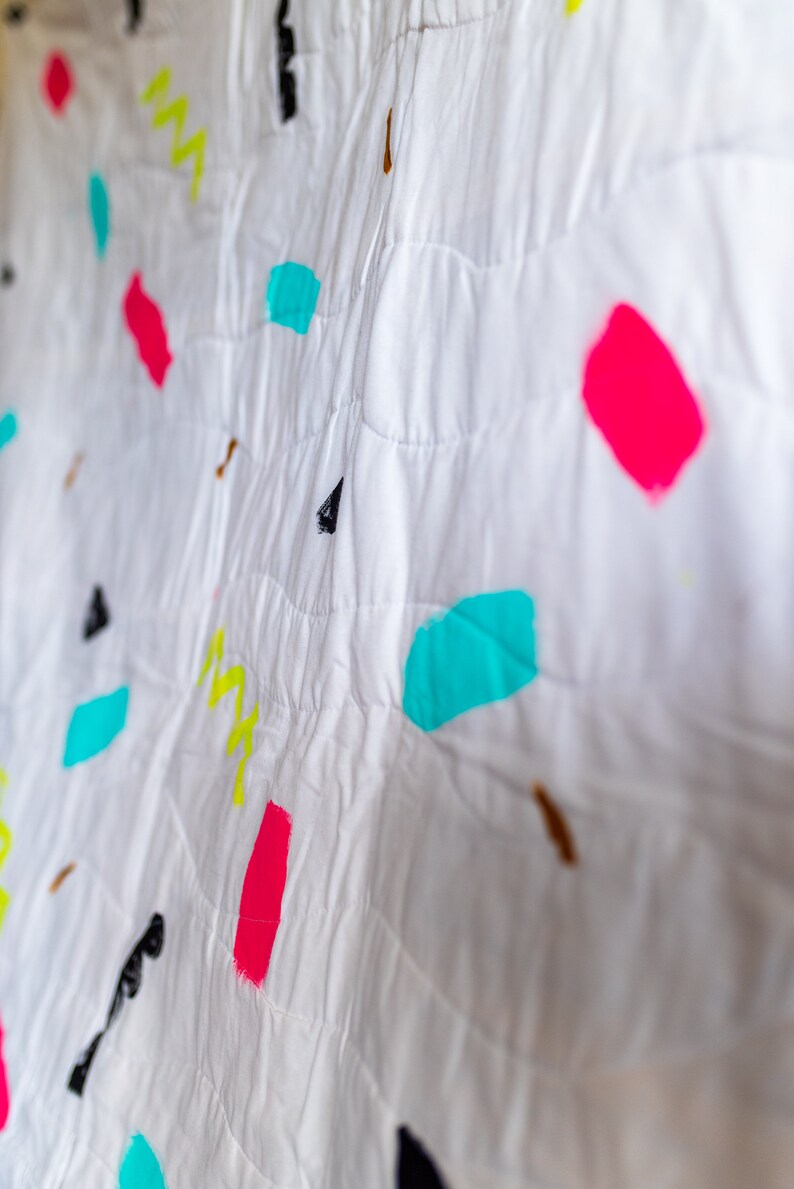 Handmade using Organic Screen Printed Spin Spin Fabric Quilt #5