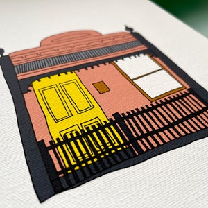 Fitzroy House with a Yellow Door Art Print. Original illustration of Melbourne Terrace House. A4/A3 image 3