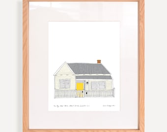 Seddon House from 'The Big Steal' Giclee Fine Art Print. Original illustration of a house from an Australian film. (A4/A3)