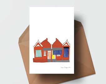 North Carlton Houses - Greeting Card (blank) featuring a Melbourne House Illustration.