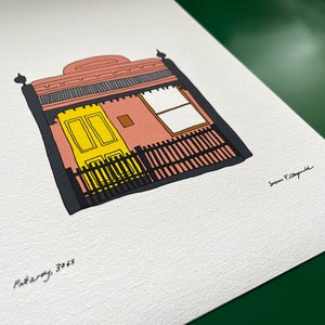 Fitzroy House with a Yellow Door Art Print. Original illustration of Melbourne Terrace House. A4/A3 image 4