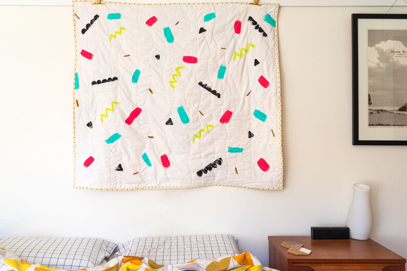 Handmade using Organic Screen Printed Spin Spin Fabric Quilt #5