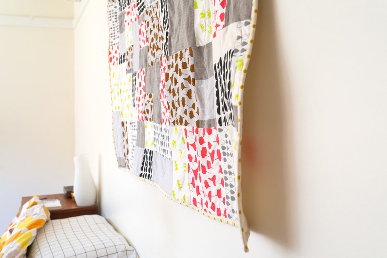 Handmade using Organic Screen Printed Spin Spin Fabric Quilt #5