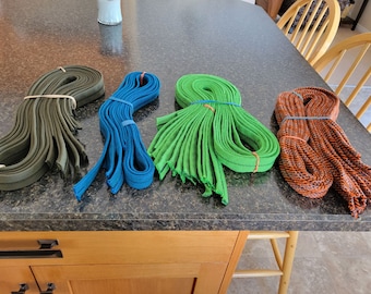 Recycled climbing rope belts and gear slings