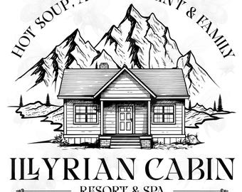 ACOTAR illyrisches Cabin Resort Png svg, ACOTAR Design, Fantasy Romance ästhetik, Bücherwurm Ästhetik png svg, Bücherwurm Reise svg