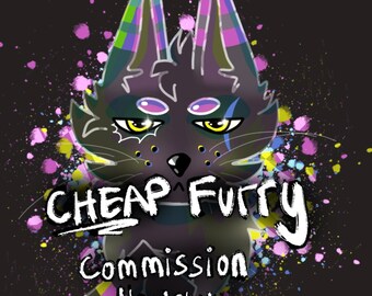 Headshot Furry Fursona Art Commission - Cheap!