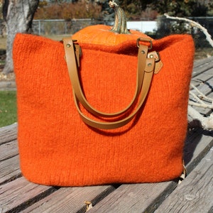 Bolso de punto fieltro, bolso de punto a mano, bolso de fieltro, bolso naranja brillante, fieltro de lana & mohair bolso, bolso de mujer, bolso de mujer, bolso, bolso, único