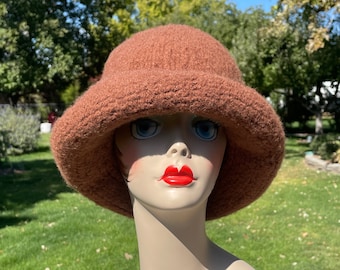 Felted Hat, Hand Knit Hat, Felted Wool & Mohair, Bowler Hat  display picture 1