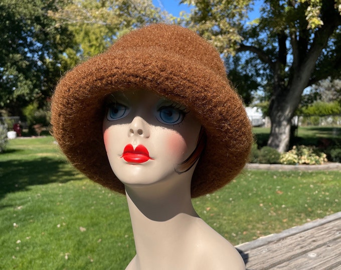 Felted Hat, Hand Knit Hat, Felted Wool & Mohair, Bowler Hat, Brim Hat