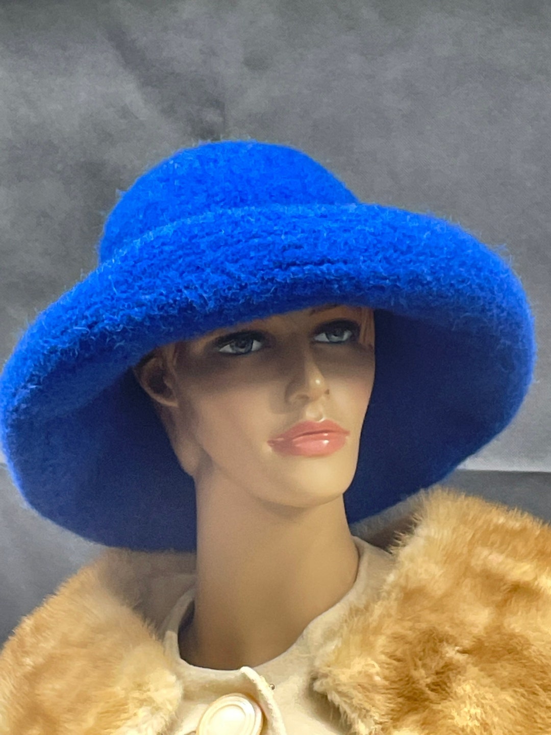 Wool Felted Hat Hand Knit Hat Felted Wool & Mohair Bowler Etsy