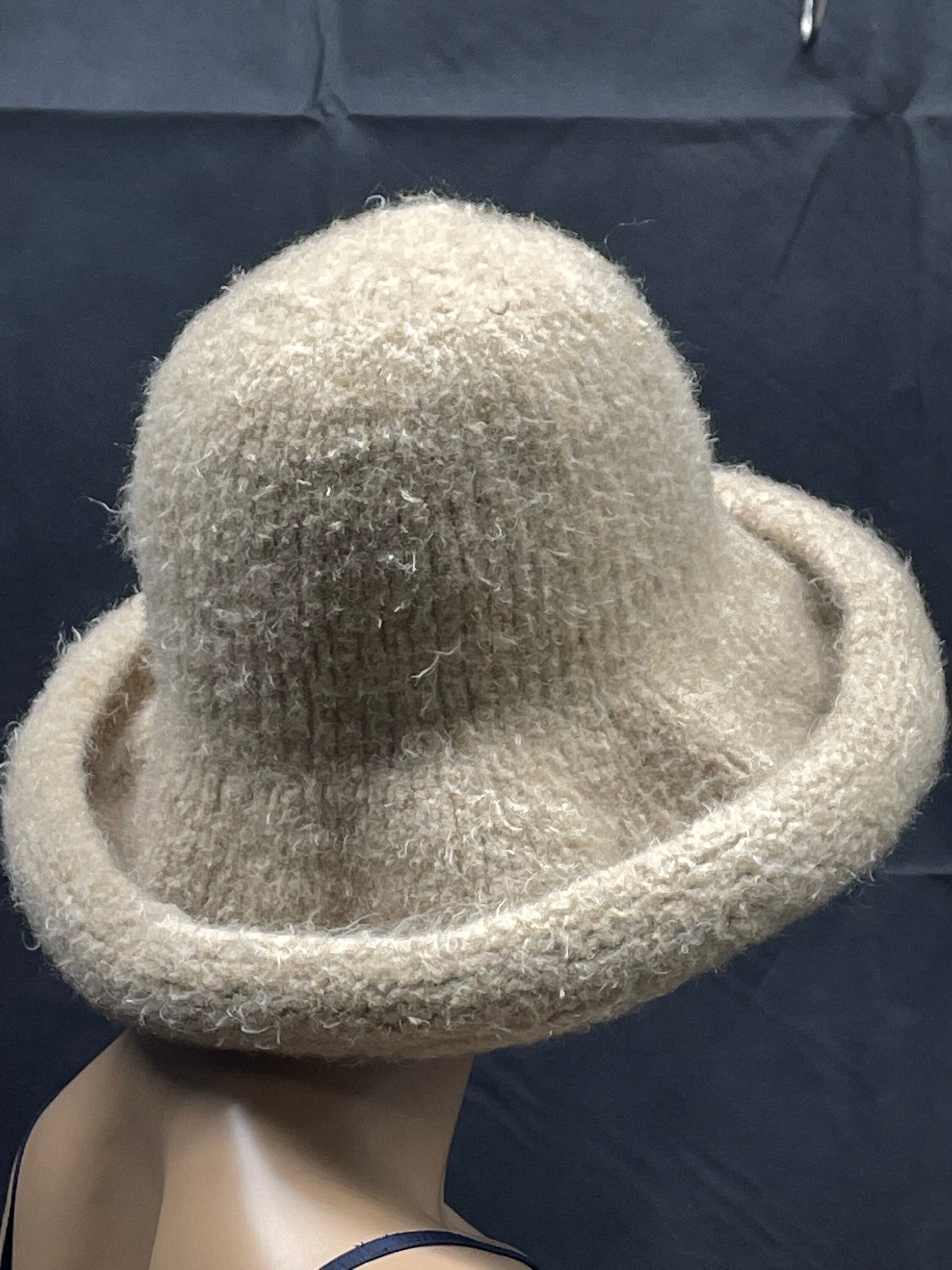 Felted Hat, Hand Knit Hat, Felted Wool & Mohair, Bowler Hat, Brimmed Hat, Brown Felt Hat: Brown Wool - Fiber to Yarn main image 3