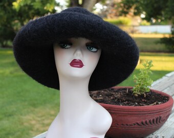 Wool Felted Hat, Hand Knit Hat, Felted Wool & Mohair, Bowler  display picture 2