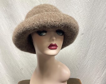 Felted Hat, Hand Knit Hat, Felted Wool & Mohair, Bowler Hat, Brimmed Hat, Brown Felted Hat, Hand Knit Hat, Felted Wool & Mohair, Bowler Hat  main image 3
