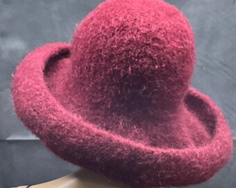 Wool Felted Hat, Hand Knit Hat, Felted Wool & Mohair, Bowler  display picture 3