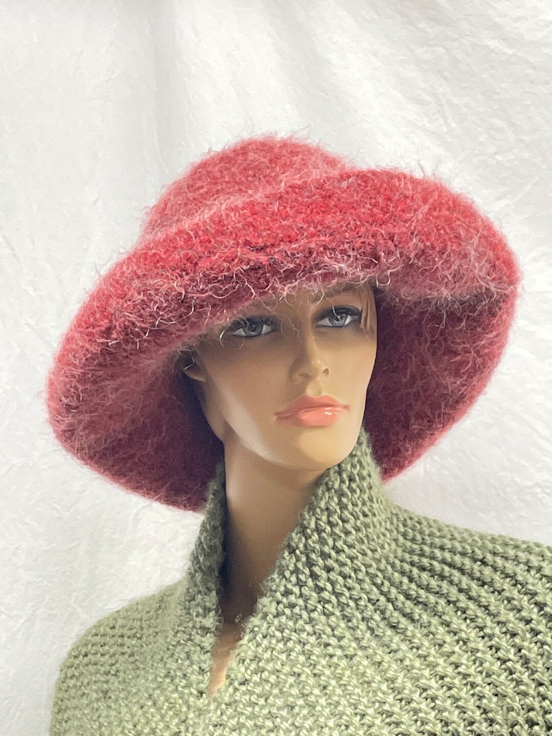 Felted Hat Hand Knit Hat Felted Wool & Mohair Bowler Hat Etsy
