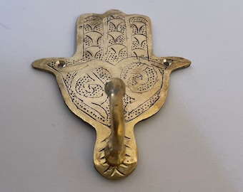 Traditional Moroccan Brass Hamsa Wall Hook | Brass Khmissa